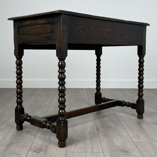 ANTIQUE 18TH CENTURY BOBBIN TURNED WRITING TABLE IN OAK - ADDITIONAL PHOTO 4