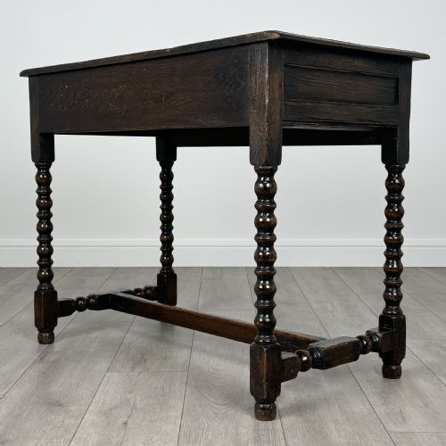 ANTIQUE 18TH CENTURY BOBBIN TURNED WRITING TABLE IN OAK - ADDITIONAL PHOTO 5