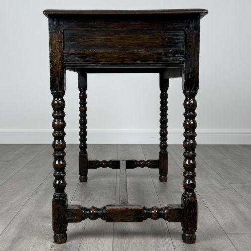ANTIQUE 18TH CENTURY BOBBIN TURNED WRITING TABLE IN OAK - ADDITIONAL PHOTO 6