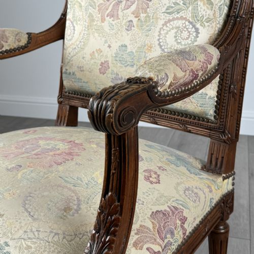 ANTIQUE 19TH CENTURY PAIR OF FRENCH ARMCHAIRS IN WALNUT - ADDITIONAL PHOTO 12