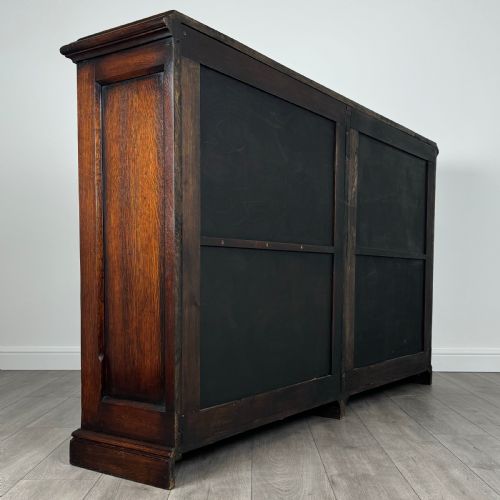 ANTIQUE 20TH CENTURY FINE QUALITY LARGE OPEN BOOKCASE IN OAK - ADDITIONAL PHOTO 3