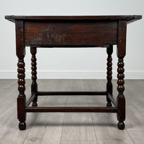 ANTIQUE 18TH CENTURY BOBBIN TURNED OAK SIDE TABLE - ADDITIONAL PHOTO 4