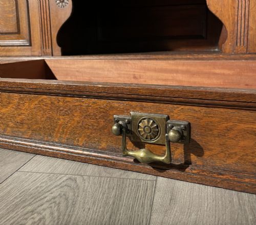 ANTIQUE 19TH CENTURY MIRROR BACK SIDEBOARD IN OAK - ADDITIONAL PHOTO 4