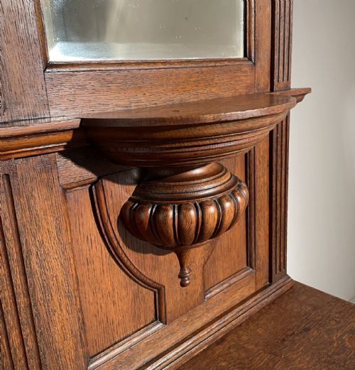 ANTIQUE 19TH CENTURY MIRROR BACK SIDEBOARD IN OAK - ADDITIONAL PHOTO 7