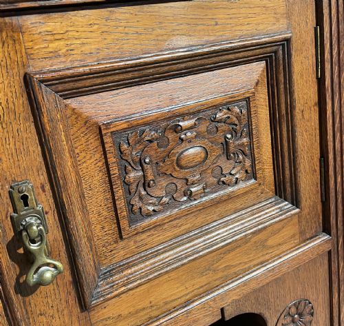 ANTIQUE 19TH CENTURY MIRROR BACK SIDEBOARD IN OAK - ADDITIONAL PHOTO 8