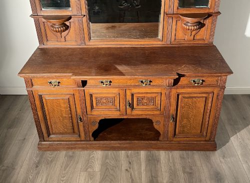 ANTIQUE 19TH CENTURY MIRROR BACK SIDEBOARD IN OAK - ADDITIONAL PHOTO 13