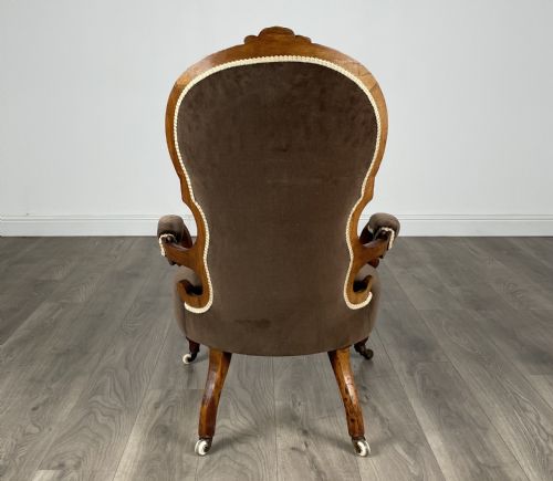 ANTIQUE 19TH CENTURY VICTORIAN ARMCHAIR IN WALNUT - ADDITIONAL PHOTO 3