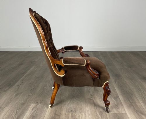 ANTIQUE 19TH CENTURY VICTORIAN ARMCHAIR IN WALNUT - ADDITIONAL PHOTO 5