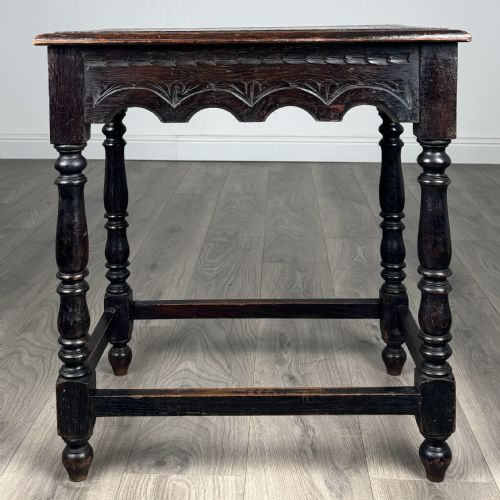 Antique 19th Century Carved Oak Side Table