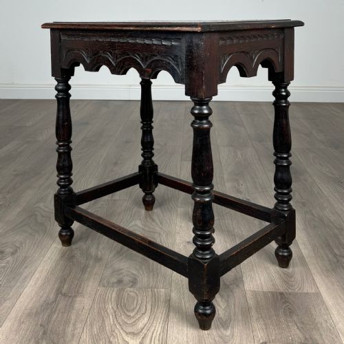 fig 1. Antique 19th Century Carved Oak Side Table