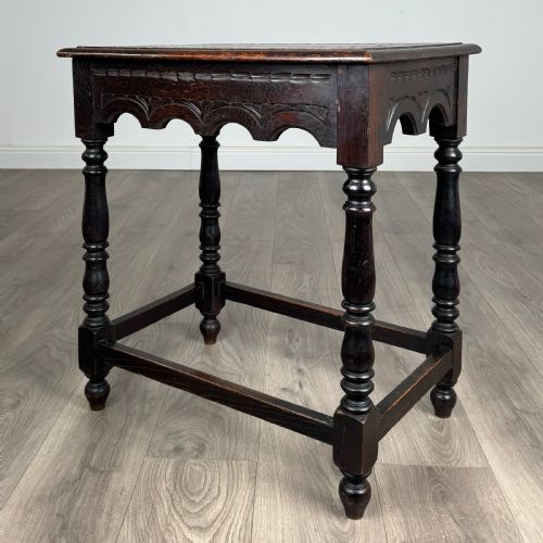 fig 6. Antique 19th Century Carved Oak Side Table