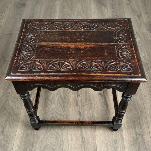 fig 8. Antique 19th Century Carved Oak Side Table