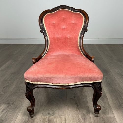 ANTIQUE 19TH CENTURY ARMCHAIR NURSING CHAIR IN MAHOGANY - ADDITIONAL PHOTO 7