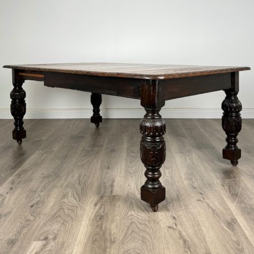 ANTIQUE 19TH CENTURY CARVED OAK DINING TABLE - ADDITIONAL PHOTO 16