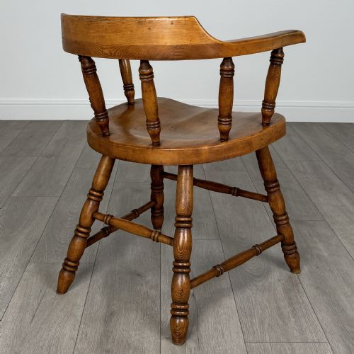 ANTIQUE 20TH CENTURY SMOKERS BOW CHAIR IN ELM - ADDITIONAL PHOTO 5