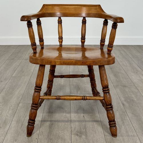 ANTIQUE 20TH CENTURY SMOKERS BOW CHAIR IN ELM - ADDITIONAL PHOTO 7