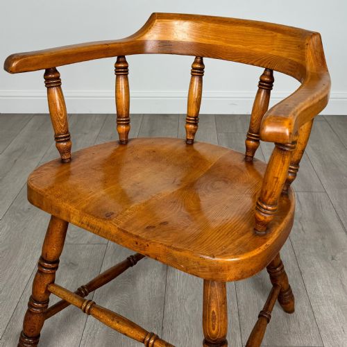 ANTIQUE 20TH CENTURY SMOKERS BOW CHAIR IN ELM - ADDITIONAL PHOTO 8