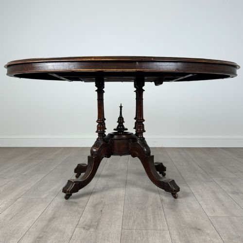 antique 19th century burr walnut tilt top centre table - CATEGORY: ANTIQUE TABLES - DATED VICTORIAN