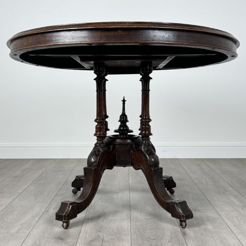 ANTIQUE 19TH CENTURY BURR WALNUT TILT TOP CENTRE TABLE - ADDITIONAL PHOTO 1