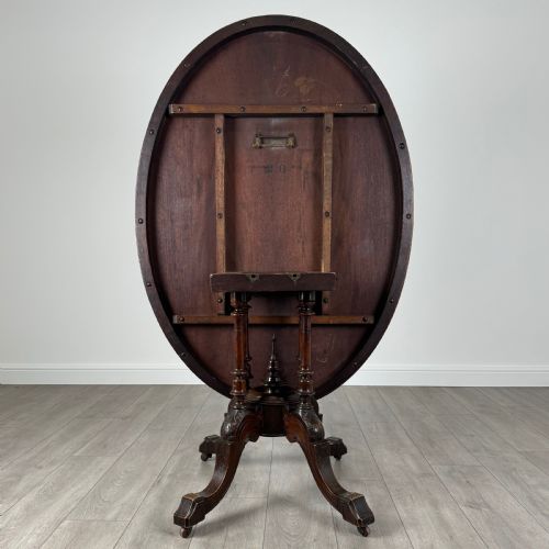 ANTIQUE 19TH CENTURY BURR WALNUT TILT TOP CENTRE TABLE - ADDITIONAL PHOTO 4