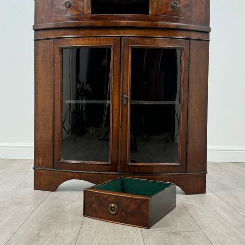 ANTIQUE 18TH CENTURY BOW FRONT CORNER CABINET IN MAHOGANY - ADDITIONAL PHOTO 5