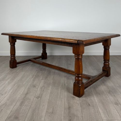 ANTIQUE 20TH CENTURY LARGE OAK DINING TABLE OF GOOD QUALITY - ADDITIONAL PHOTO 1