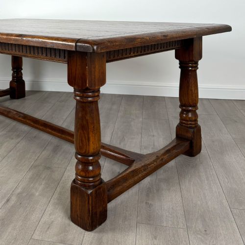 ANTIQUE 20TH CENTURY LARGE OAK DINING TABLE OF GOOD QUALITY - ADDITIONAL PHOTO 4