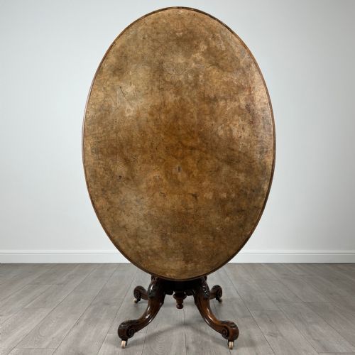 ANTIQUE 19TH CENTURY BURR WALNUT TILT TOP CENTRE TABLE - ADDITIONAL PHOTO 2