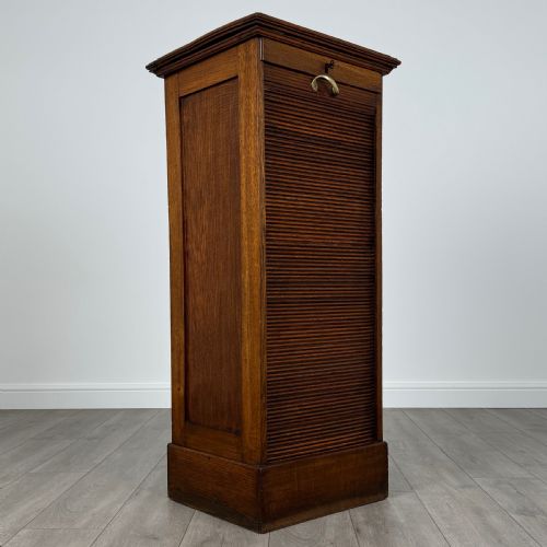 ANTIQUE 20TH CENTURY TAMBOUR CABINET IN OAK - ADDITIONAL PHOTO 8