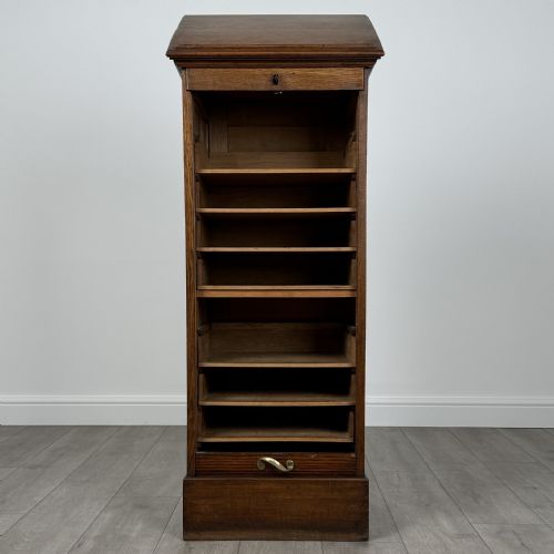 ANTIQUE 20TH CENTURY TAMBOUR CABINET IN OAK - ADDITIONAL PHOTO 9