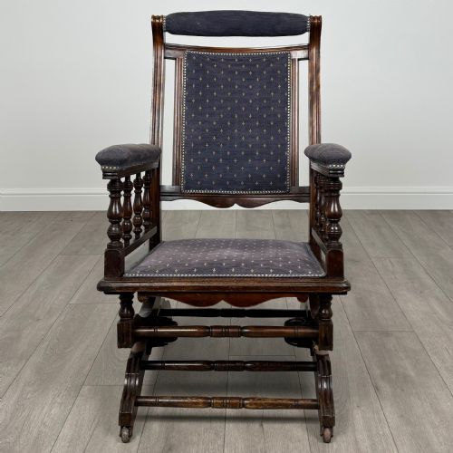ANTIQUE 20TH CENTURY AMERICAN ROCKING CHAIR IN BEECH - ADDITIONAL PHOTO 7