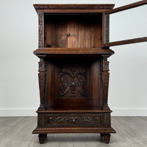 ANTIQUE 19TH CENTURY CARVED WALNUT CABINET - ADDITIONAL PHOTO 2
