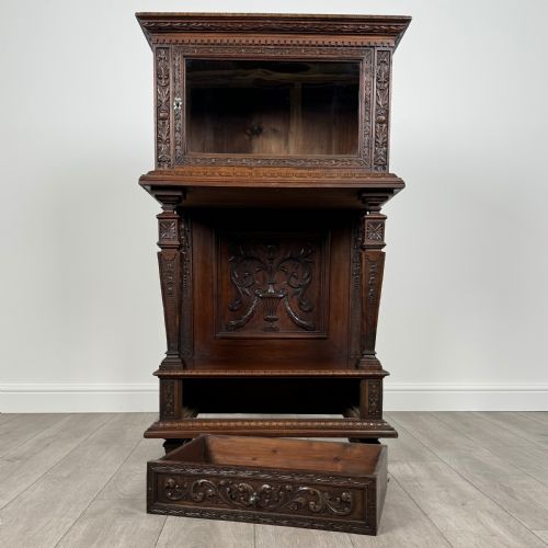 ANTIQUE 19TH CENTURY CARVED WALNUT CABINET - ADDITIONAL PHOTO 10