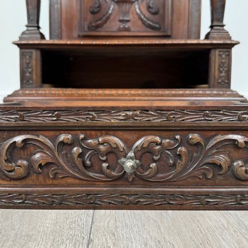 ANTIQUE 19TH CENTURY CARVED WALNUT CABINET - ADDITIONAL PHOTO 11