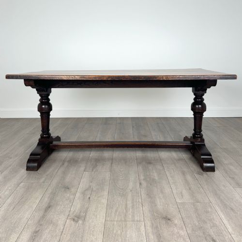 ANTIQUE 20TH CENTURY GOOD QUALITY DINING TABLE IN OAK - ADDITIONAL PHOTO 1