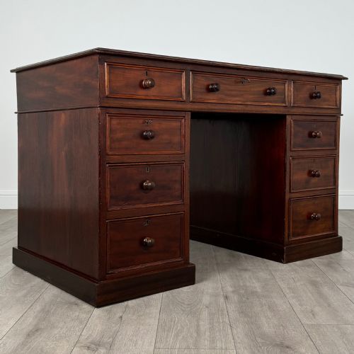 ANTIQUE 19TH CENTURY PEDESTAL DESK IN MAHOGANY - ADDITIONAL PHOTO 7