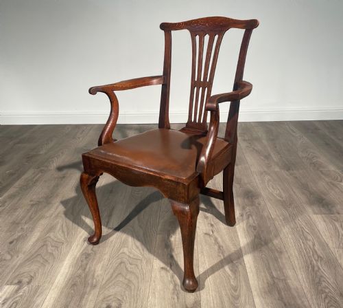 ANTIQUE EDWARDIAN ARMCHAIR OFFICE CHAIR IN OAK - ADDITIONAL PHOTO 2