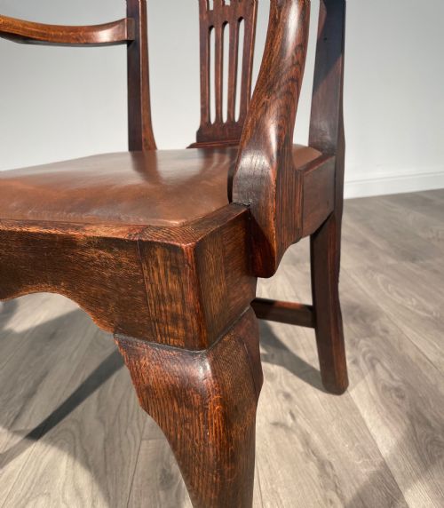 ANTIQUE EDWARDIAN ARMCHAIR OFFICE CHAIR IN OAK - ADDITIONAL PHOTO 12