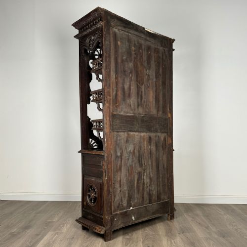 fig 4. Antique 19th Century Heavily Carved French Breton Cabinet In Chestnut 