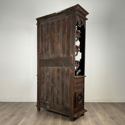 fig 7. Antique 19th Century Heavily Carved French Breton Cabinet In Chestnut 