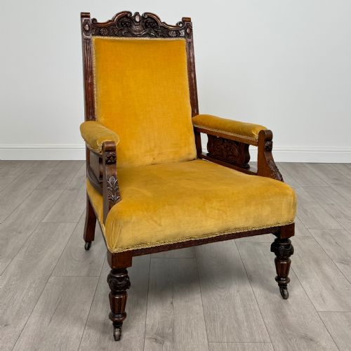 ANTIQUE 20TH CENTURY PAIR OF CARVED OAK ARMCHAIRS - ADDITIONAL PHOTO 7