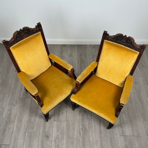 ANTIQUE 20TH CENTURY PAIR OF CARVED OAK ARMCHAIRS - ADDITIONAL PHOTO 12