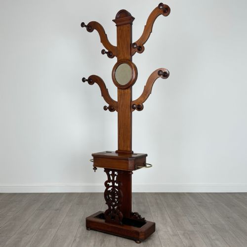 ANTIQUE 19TH CENTURY GOOD QUALITY HALL STAND IN MAHOGANY - ADDITIONAL PHOTO 1