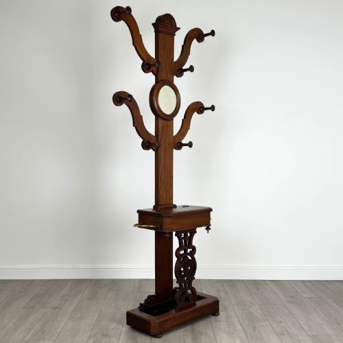 ANTIQUE 19TH CENTURY GOOD QUALITY HALL STAND IN MAHOGANY - ADDITIONAL PHOTO 7