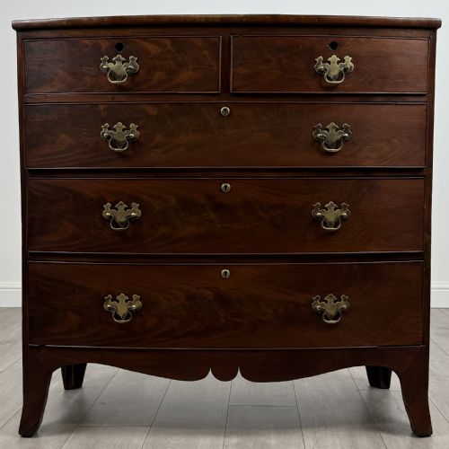 antique 19th century mahogany bow fronted chest of drawers - CATEGORY: ANTIQUE CHEST OF DRAWERS - DATED VICTORIAN