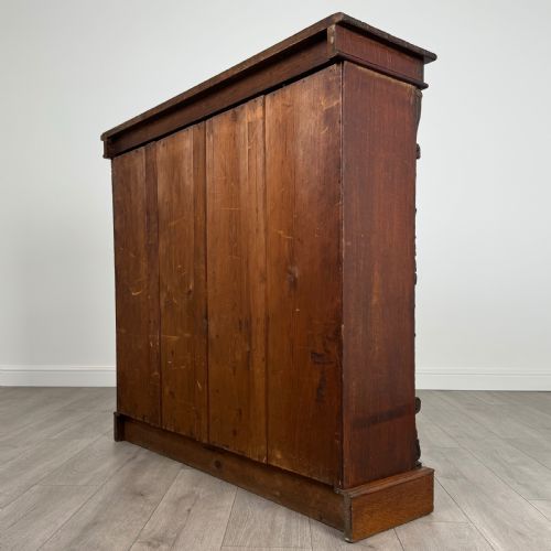 ANTIQUE 19TH CENTURY FINE QUALITY CARVED OPEN BOOKCASE IN OAK - ADDITIONAL PHOTO 5