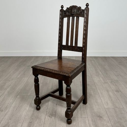 ANTIQUE 19TH CENTURY PAIR OF CARVED BEDROOM CHAIRS IN OAK - ADDITIONAL PHOTO 1