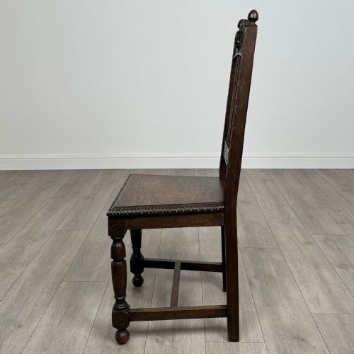 ANTIQUE 19TH CENTURY PAIR OF CARVED BEDROOM CHAIRS IN OAK - ADDITIONAL PHOTO 2