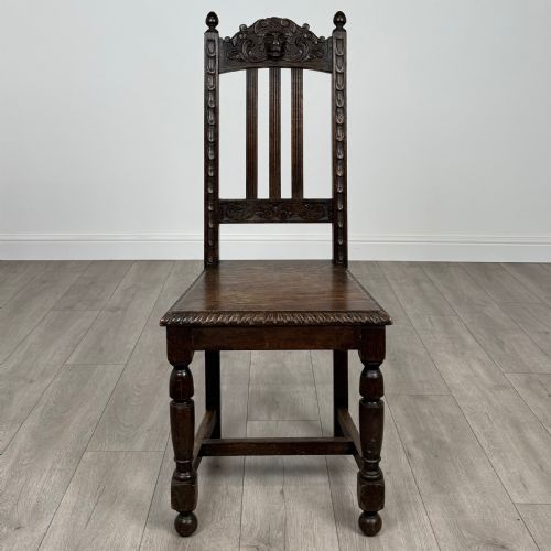 ANTIQUE 19TH CENTURY PAIR OF CARVED BEDROOM CHAIRS IN OAK - ADDITIONAL PHOTO 8