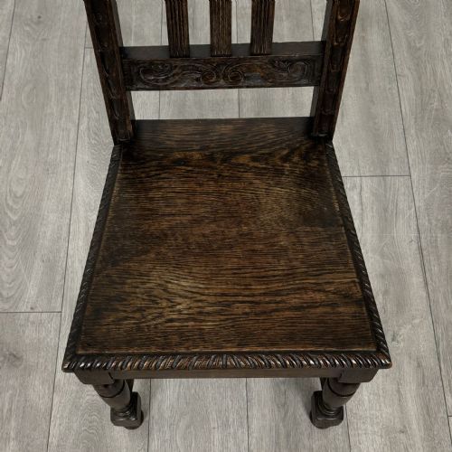 ANTIQUE 19TH CENTURY PAIR OF CARVED BEDROOM CHAIRS IN OAK - ADDITIONAL PHOTO 12